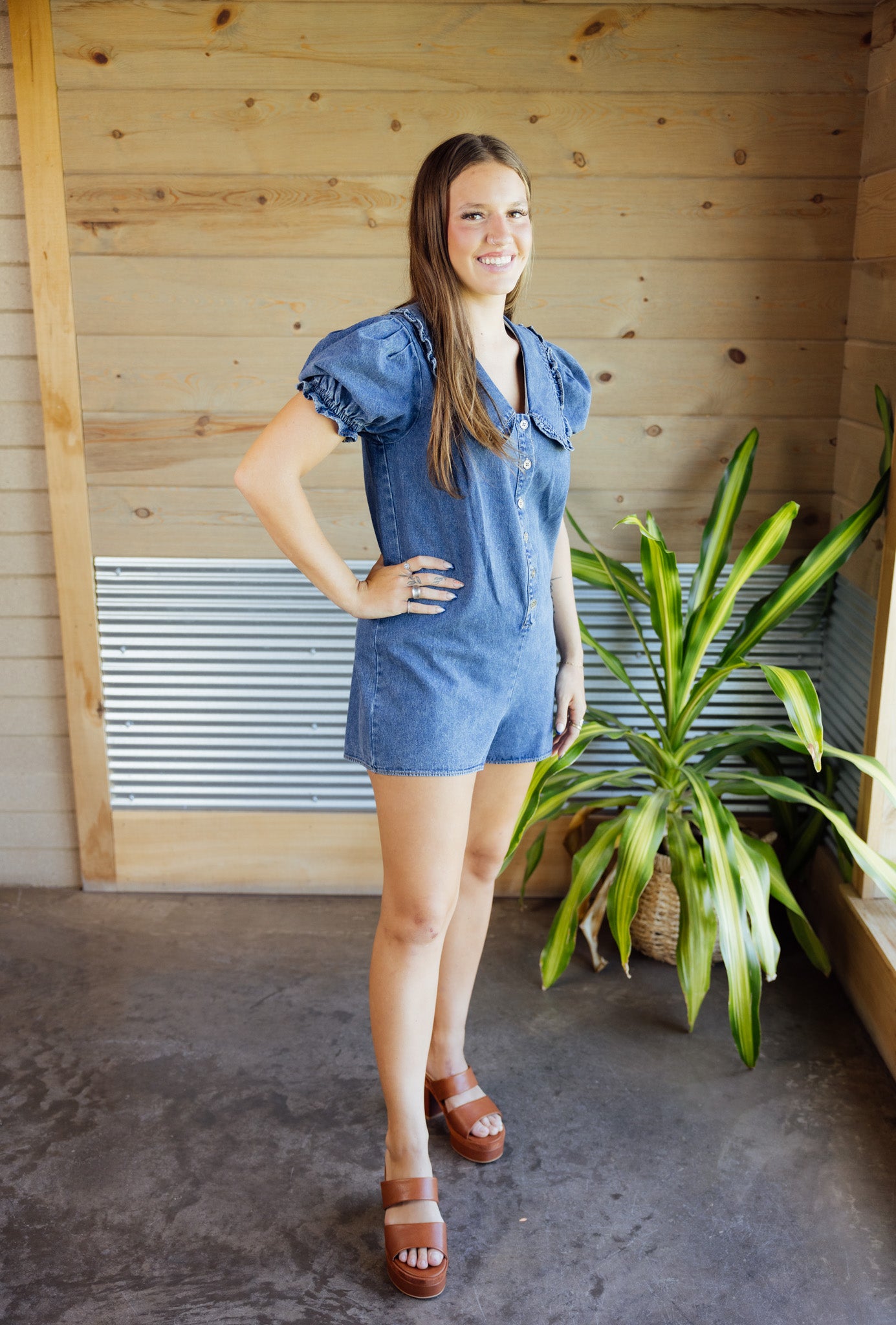 Sally Denim Romper